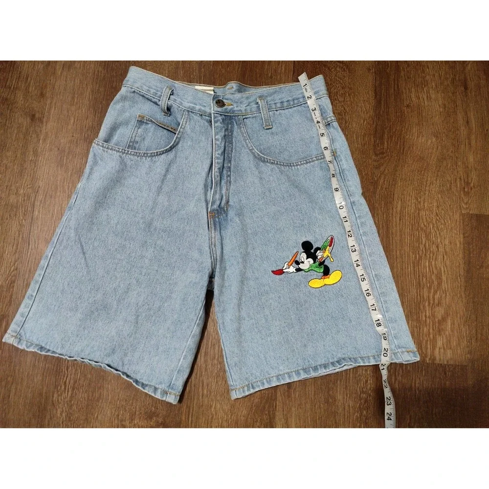 Vintage Mickey Unlimited Denim Shorts Adult Medium Disney Jerry Leigh Embroider‎
